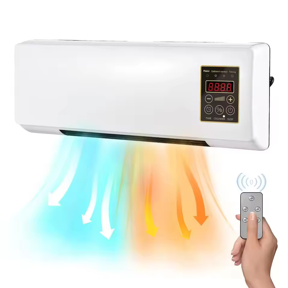 1800W 2-in-1 Small Fan Wall Mounted Electric Heater and Air Conditioner Highly Efficient for Room Space Heating