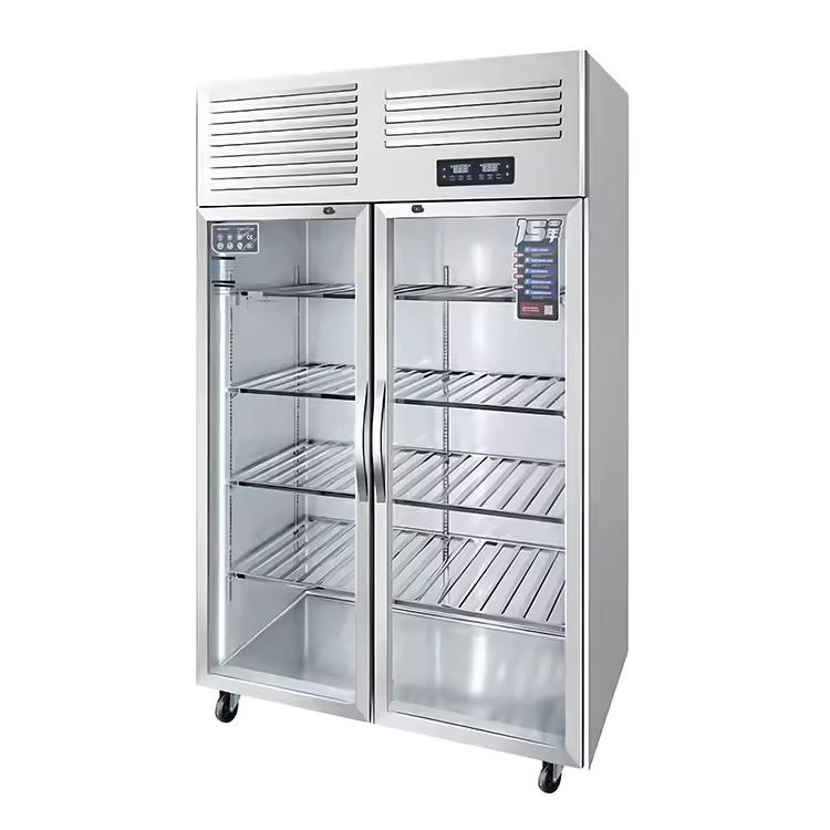Commercial Refrigerator Stainless Steel Refrigerator Glass Door Display Fridge Food Kitchen Refrigeration Equipment