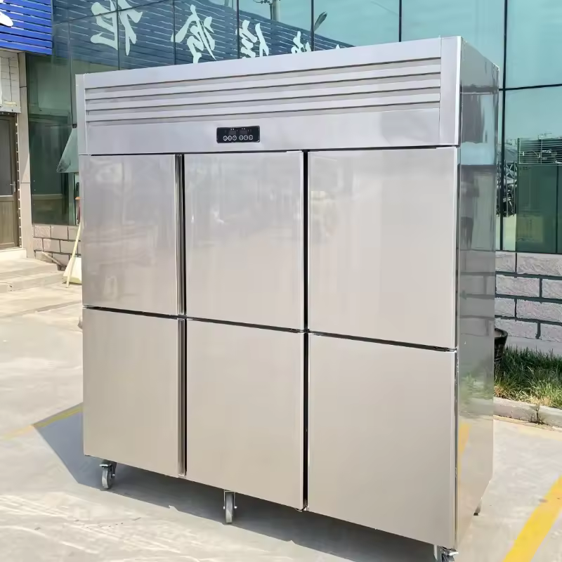 Commercial 6 Door Stainless Steel Upright Freezer Refrigerator Double Temperature for Restaurant Kitchen Food Storage