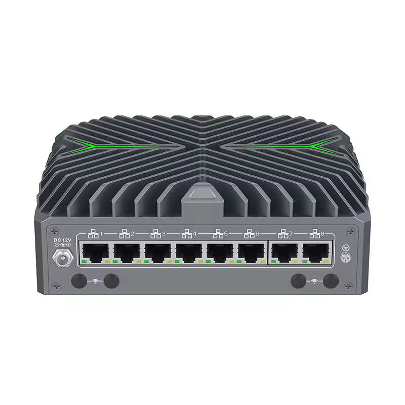 14th Gen Intel Core Ultra Processor Mini Firewall PC with 8*2.5G Lan Ports Industrial Fanless New Mini PC