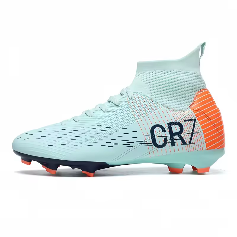 High-Top Unisex Soccer Shoes Breathable Mesh Lining Football Boots Artificial Turf Rubber Insole Spring