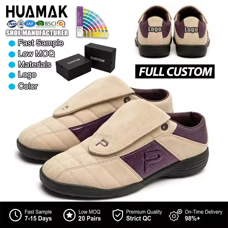 OEM Customizable Low MOQ Premium Men's Suede Slip-On Sneakers Fashion Design Indoor Outdoor Soccer Custom Shoes Manufacturer