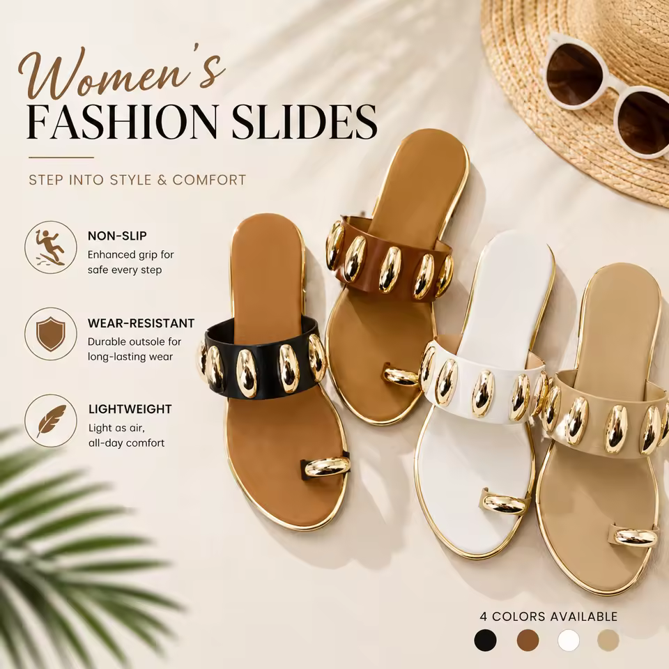 OEM Women Thong Sandals PU Leather Braided Slides Flat Toe Ring Footwear Manufacturer