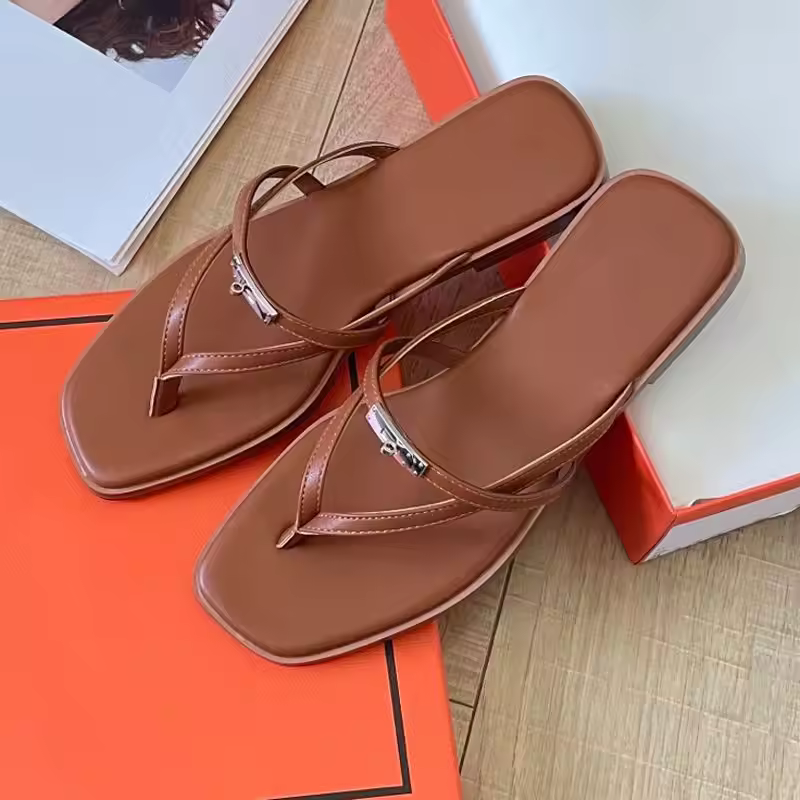 Top Grade Women's Genuine Leather Waterproof Lightweight Cushioning Flip-flops Casual Anti-slip Summer Beach Flat Sandals