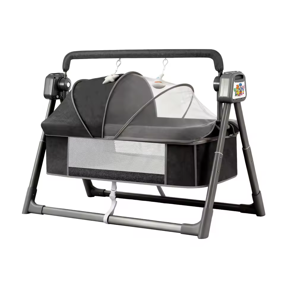 New Electric Baby Cradle Automatic Swing Bassinet with Music Remote Control Portable Newborn Folding Rocking Bed