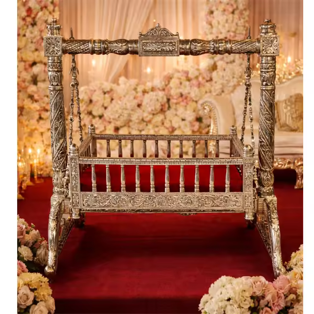 Traditional Silver Palna for Baby Naming Function Buy Hanging Cradle For New Born Baby Premium Swing Sets For Home