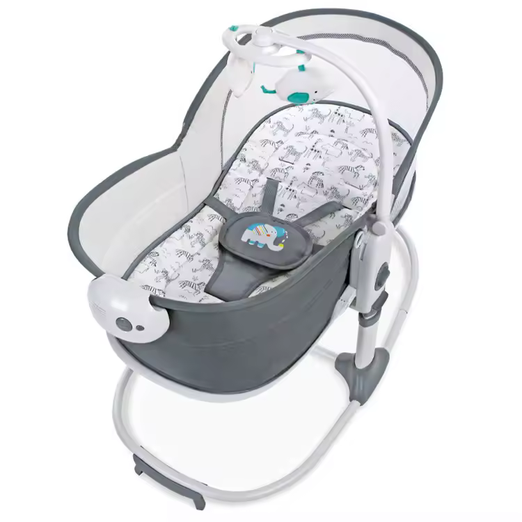 Electric Baby Swing Crib with Mosquito Net Auto Rocking Bassinet with Adjustable Height for Newborn Infant Soothing