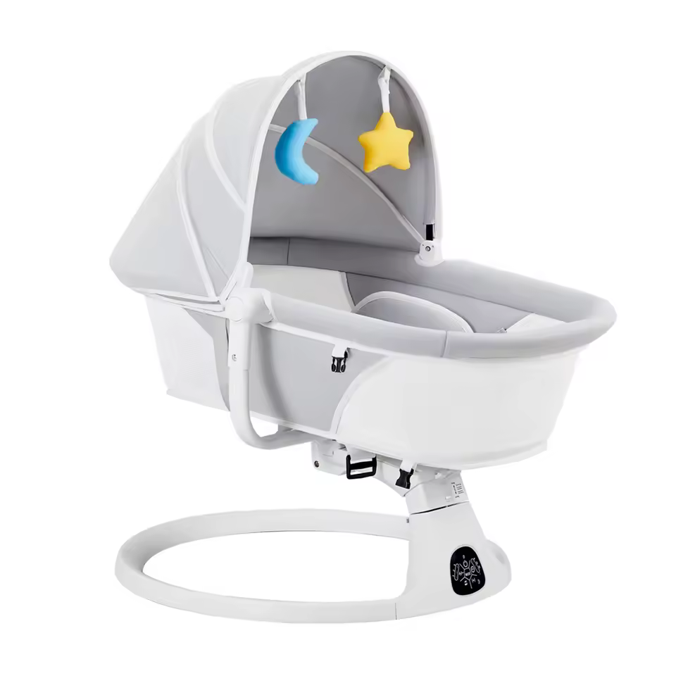 Cross-border New-style Electric Baby Rocker Foldable Infant Swing Chair Smart Sleep-inducing Crib Automatic Lullaby Device Metal