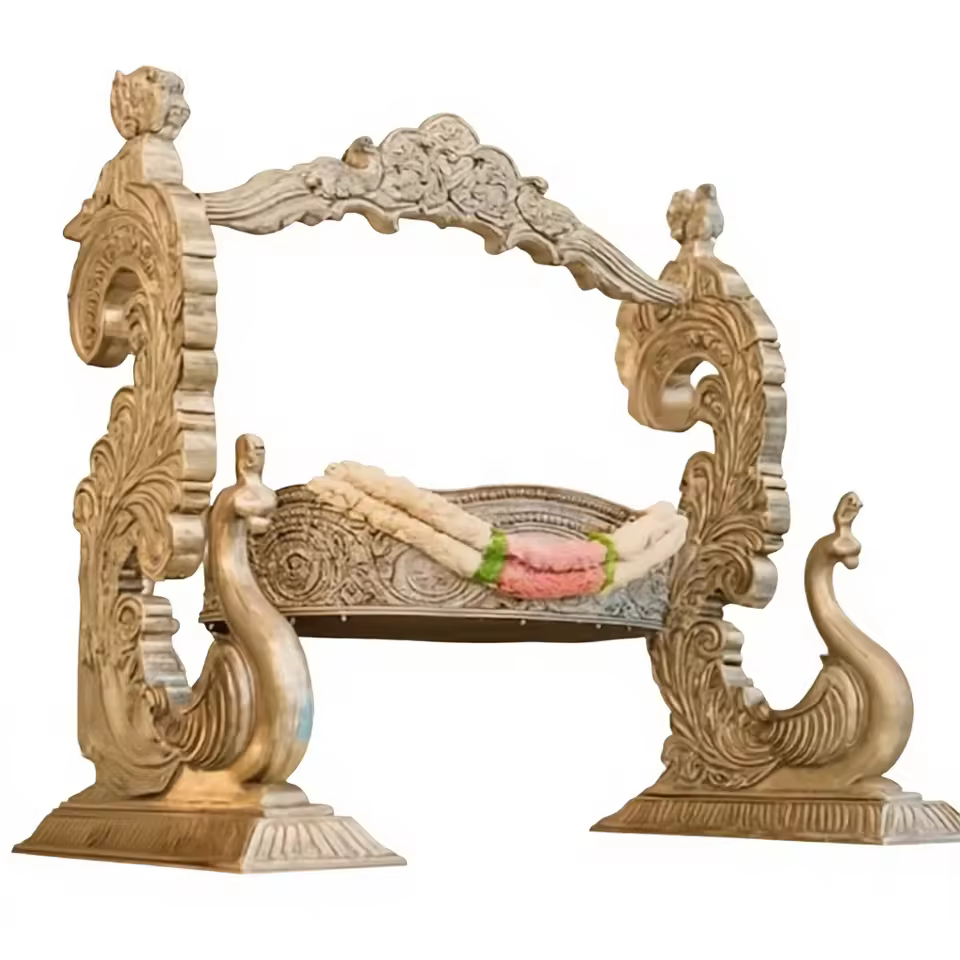 Elegant Teak Wood Cradle Swing for Naming Ceremonies Durable Wood Baby Palna Peacock Design Baby Palna For Naming Ceremonies