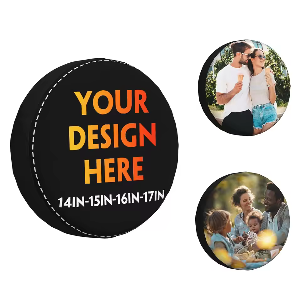 Custom Spare Tire Cover Personalized Tyre Cover Waterproof Dust Proof Universal Wheel Tire Protector, Your Own Logo Text Image