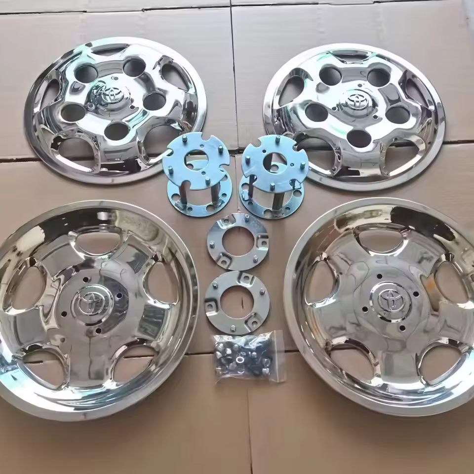 New Universal Automotive Wheel Cover Coaster Hubcaps Replacement Chrome Finish Steel Tire Cover