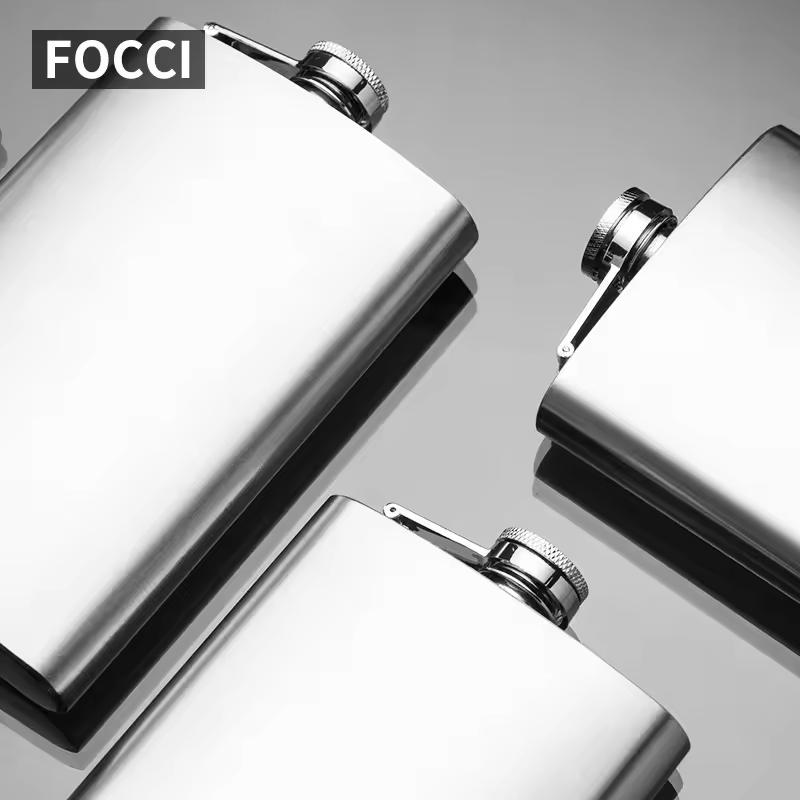 Compact 8oz Metal Stainless Steel Hip Flask Bling Rhinestone Lid Keeps Drinks Hot/Cold Waterproof Black American Retro Style