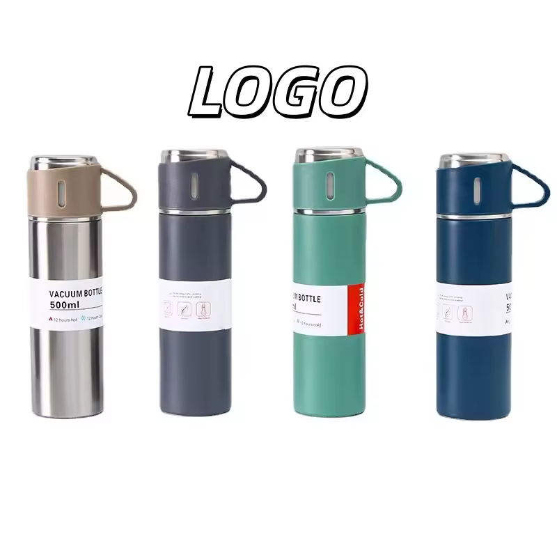 X527 500ml Double Wall 18/8 Stainless Steel 12h Insulated 3 Cups Gift Box Corporate Business Oem Custom Logo Vacuum Flask Set