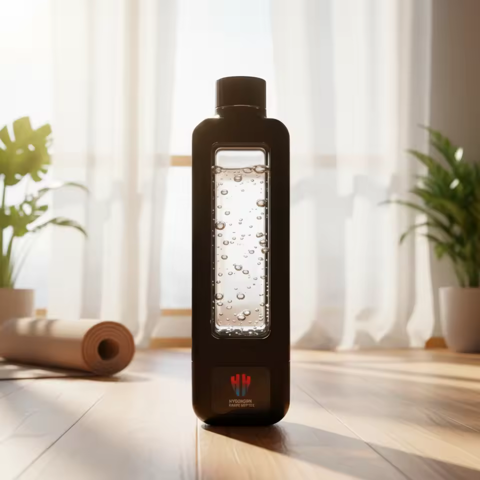 High-Tech SPE/PEM Hydrogen Water Flask 350ml Produces 9000ppb, with Touchscreen Long-lasting Battery and Wireless Charging