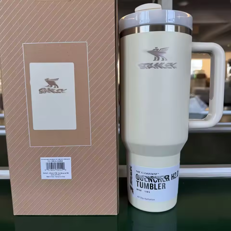 Tumbler 40oz Stainless Steel Vacuum Insulated Thermos Keeps Ice 24 Hours Handle for Outdoor Camping Office Travel Gift Idea