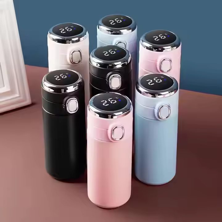Luxury 420ml Double Wall Temperature Display Smart Water Bottle Led Digital Electric Thermal Flask With Bounce Lid