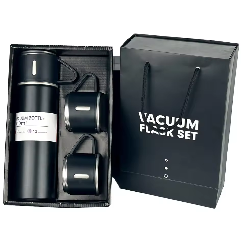 XP-Promos Wanto Unbreakable Stainless Steel Vacuum Flask Set 2 Cups Digital Printing Personalized High Quality Business Gift