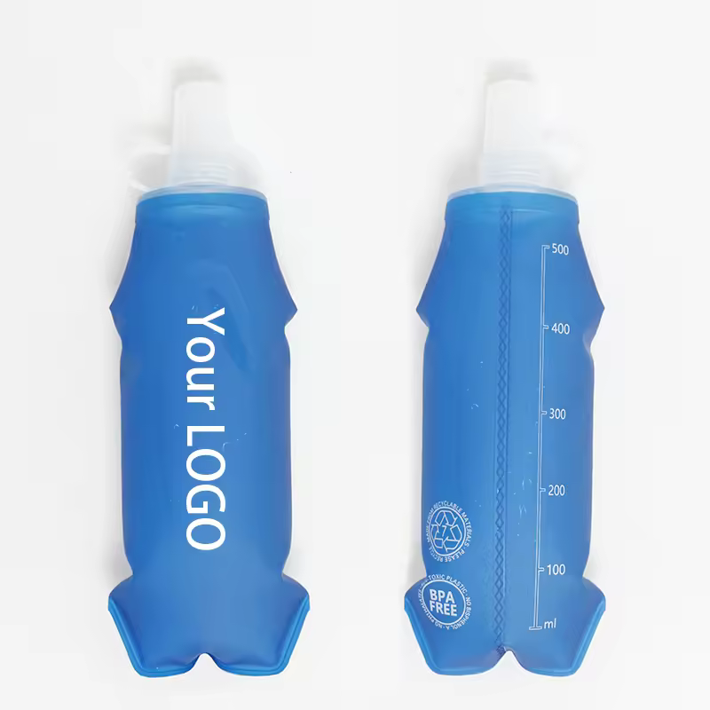 TPU Soft Folding BPA-Free Collapsible 250-500ml Hydration Flask for Running Hiking & Cycling