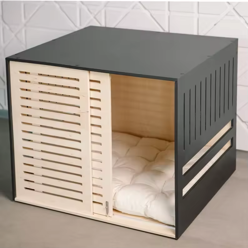 JUNJI Modern Wooden Dog Crate with Acrylic Door