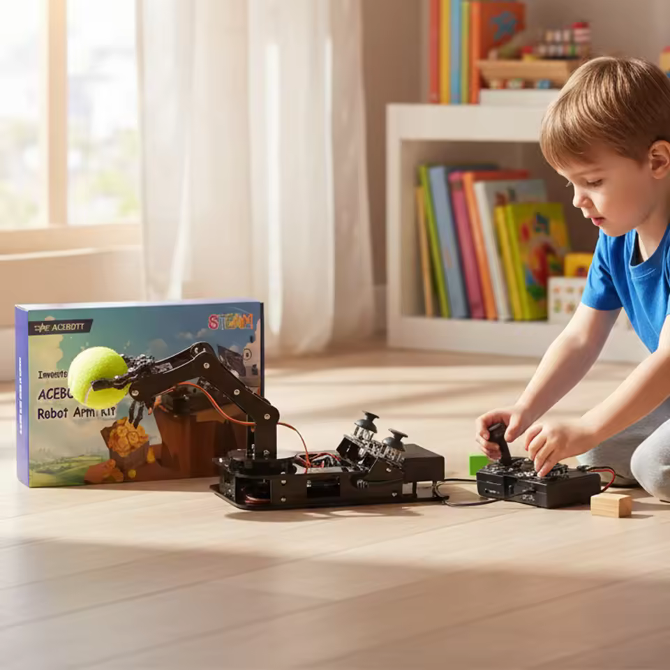 ACEBOTT Stem Education Robot Arm Kit Set School DIY Python Coding Learning Toy ESP32 4DOF Robotic Arm Kits for Kids for Arduino