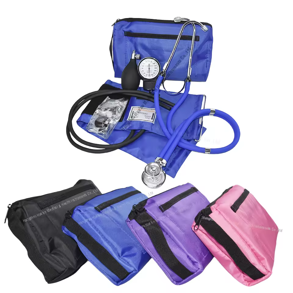 Premium Quality Cuff Portable Manual BP Machine Monitor Kit Sprague Rapparport Stethoscope Aneroid Sphygmomanometer With D-Ring