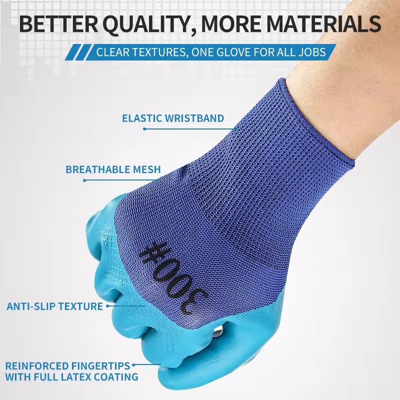 Labor Protection Gloves Wear-resistant Natural Rubber Latex Thickened Anti Slip Protection Anti-Cutting Breathable Anti-Chemical