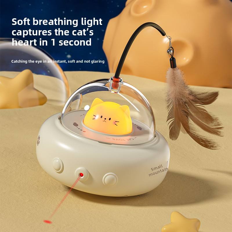 Smart Electric Cat Toy Self-Entertaining Anti-Boredom Automatic Laser Feather Cat Teaser Ball with ABS Material