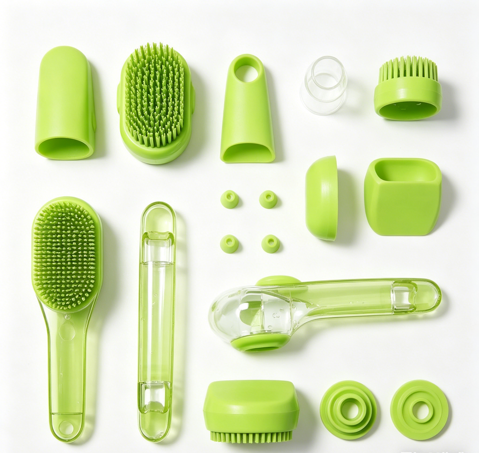 Injection Mold Plastic Products Custom Silicone Dog Bath Brush Dispenser Foam Shower Bathing Brush Dog Bathing Tool