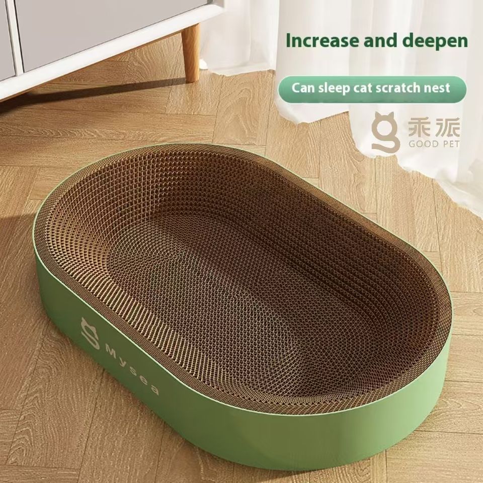 Large Indoor Cat Scratcher Lounge Big Corrugated Cardboard Cat Bed Scratch Pad Furniture Protector with Carton Packing
