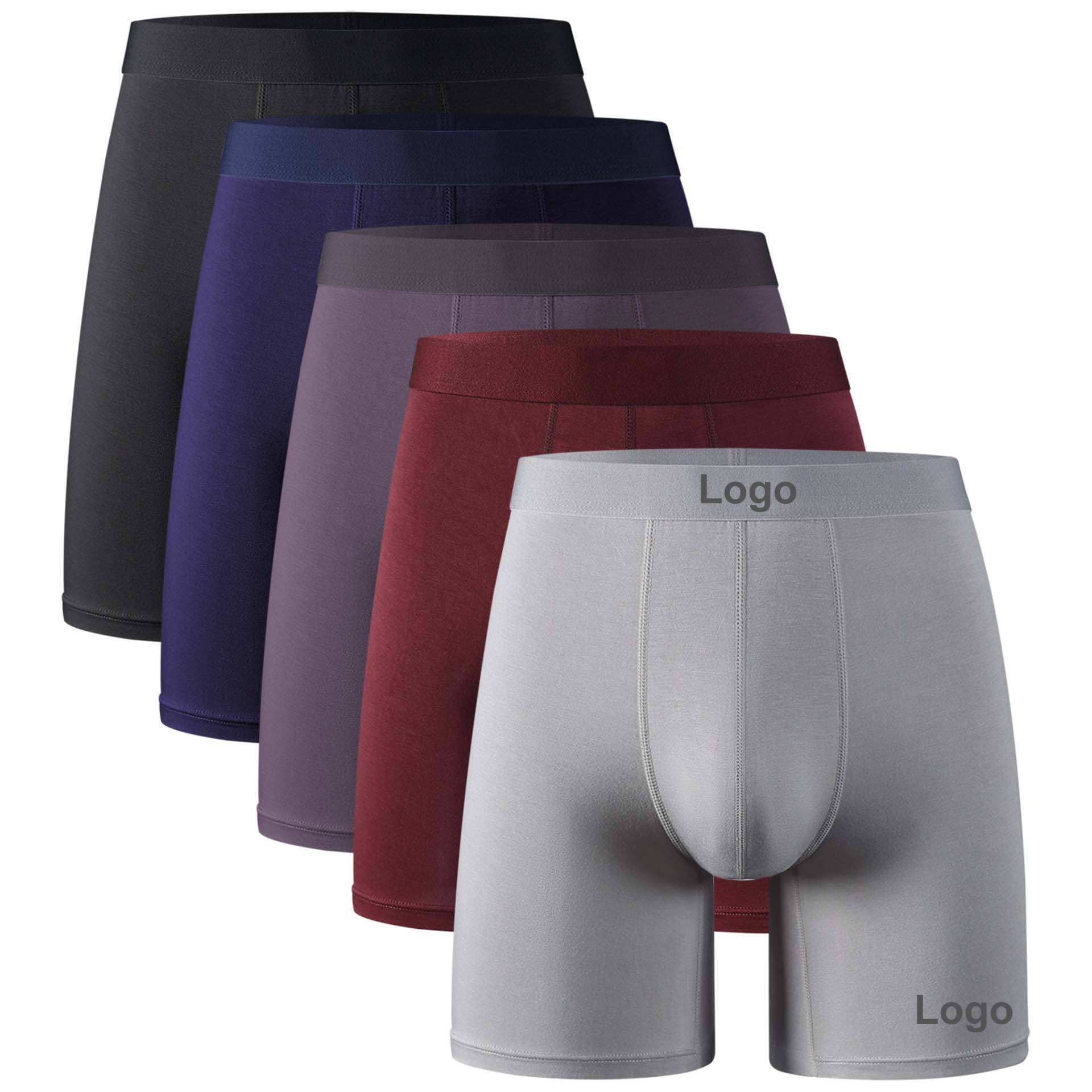 Men's Bamboo Fiber Long Leg Boxer Briefs High Waist Breathable and Comfortable Boxer Briefs
