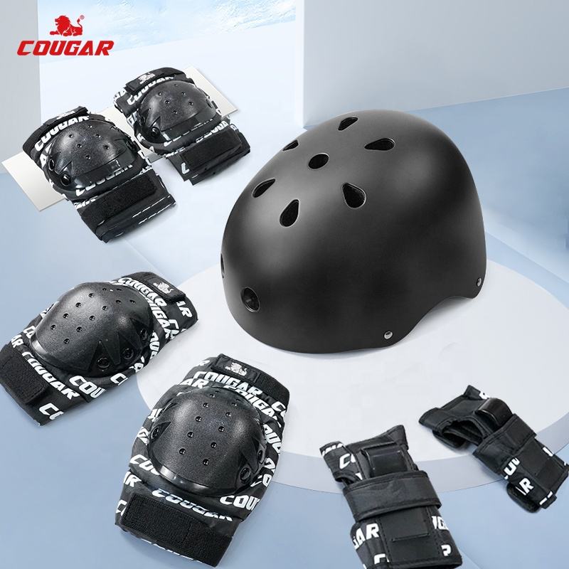 Cougar MH900 Professional Skating Helmet Elbow Knee Pads Wrist Guards 6 Piece Set Adult