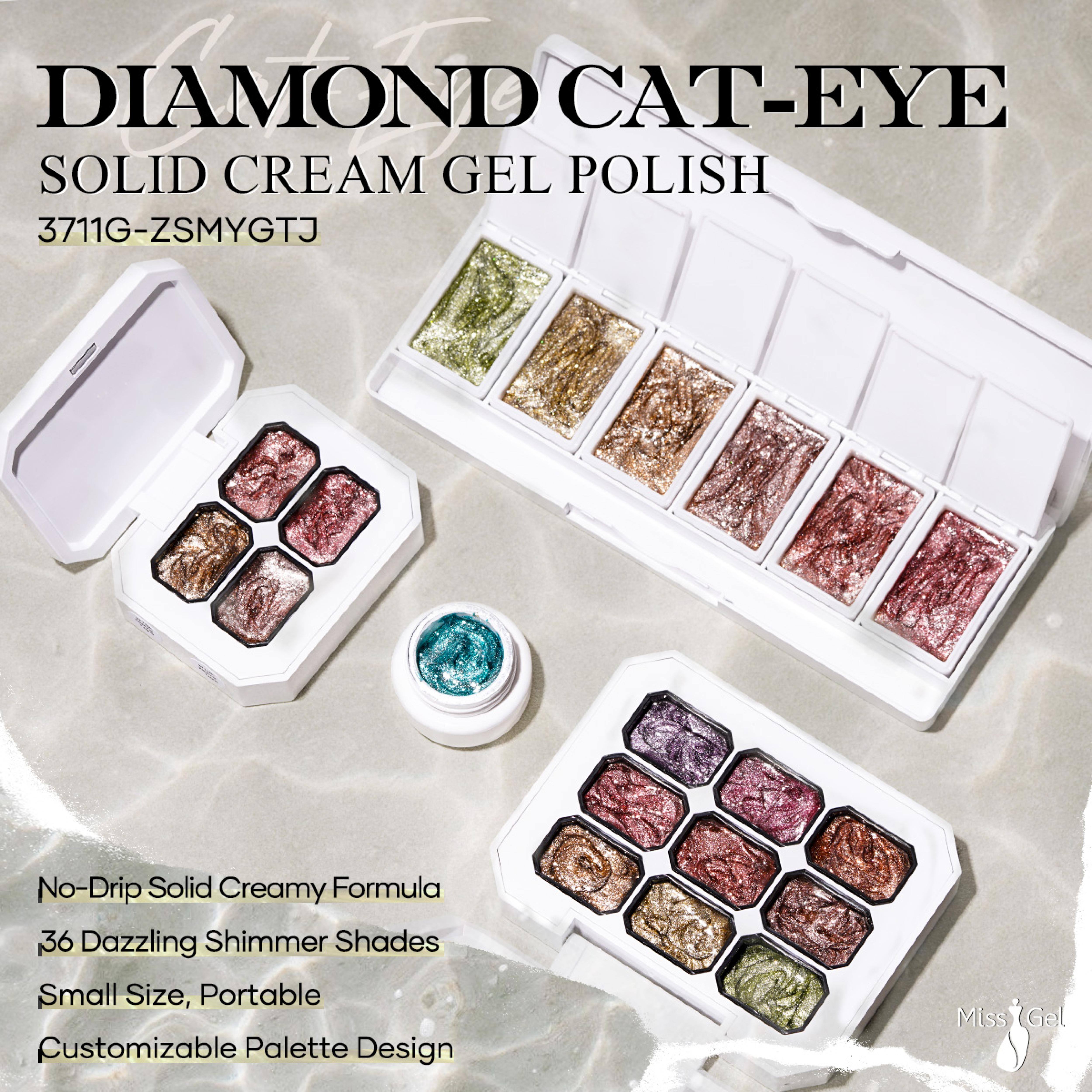 MissGel Solid Cream Diamond Cat Eye Gel Eye Shadow Palette 36 Colors OEM Nail Art Salon Private Label