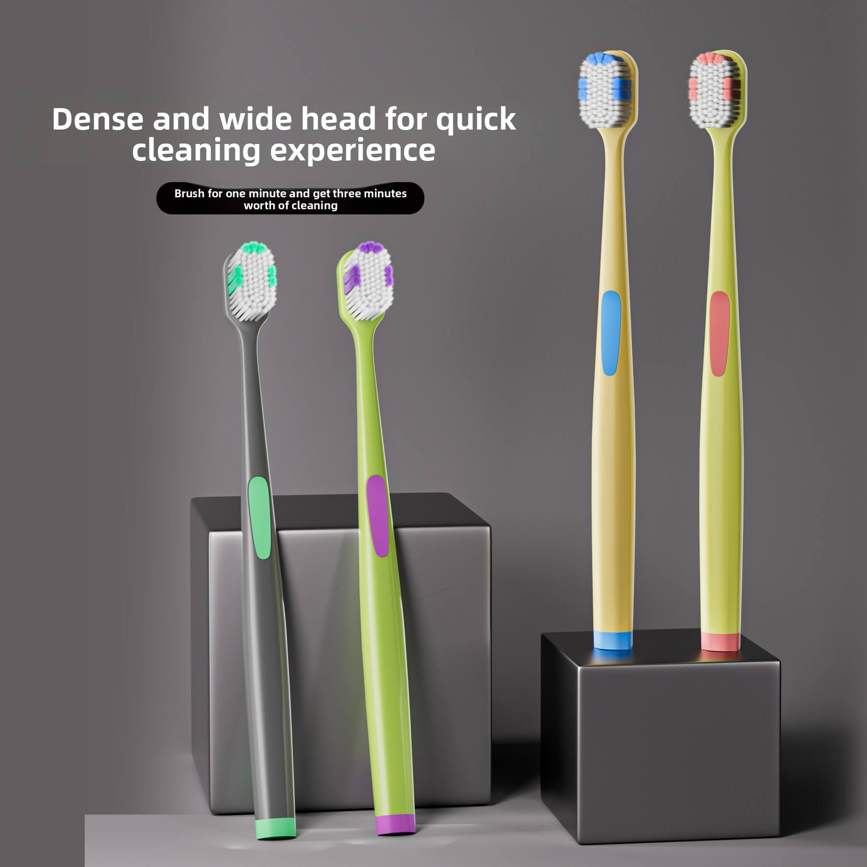 Two-Pack High-Value Adult Toothbrush Soft Dense Wide Head One-Hole Gingival Protection Household Tooth Cleaning Plastic Colorful