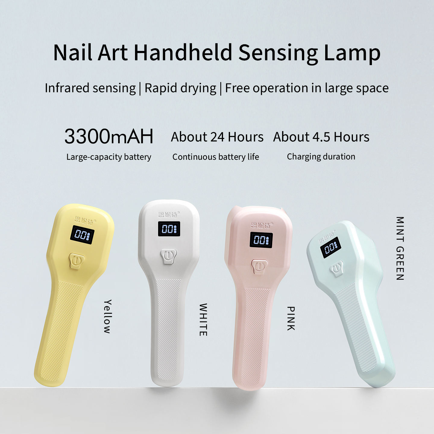 Handheld Portable Nail Art Phototherapy Lamp 15W High Power Quick Drying Type-C Rechargeable Professional Nail Art Lamp 3300mAh