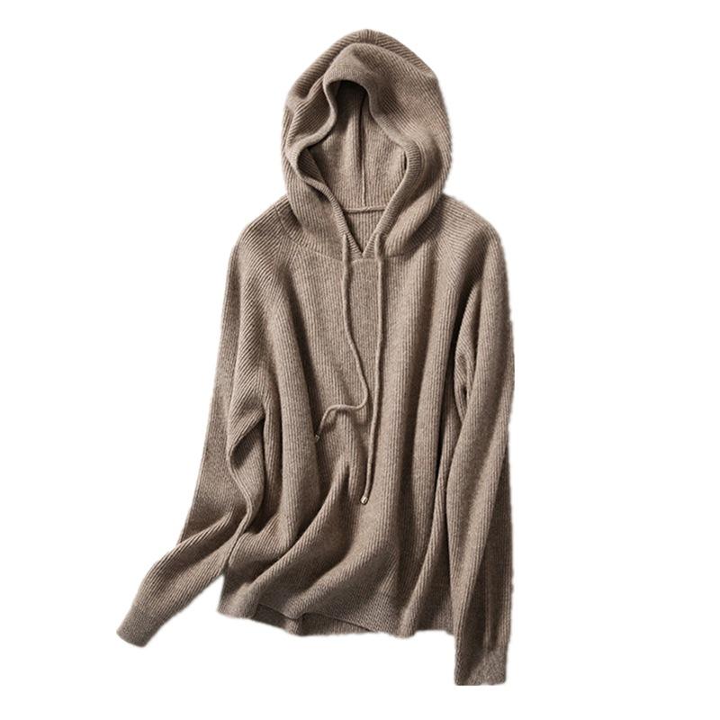 Women Cashmere Hoodie Sweater Pullover Autumn Winter Warm Casual Oversized Knit Top