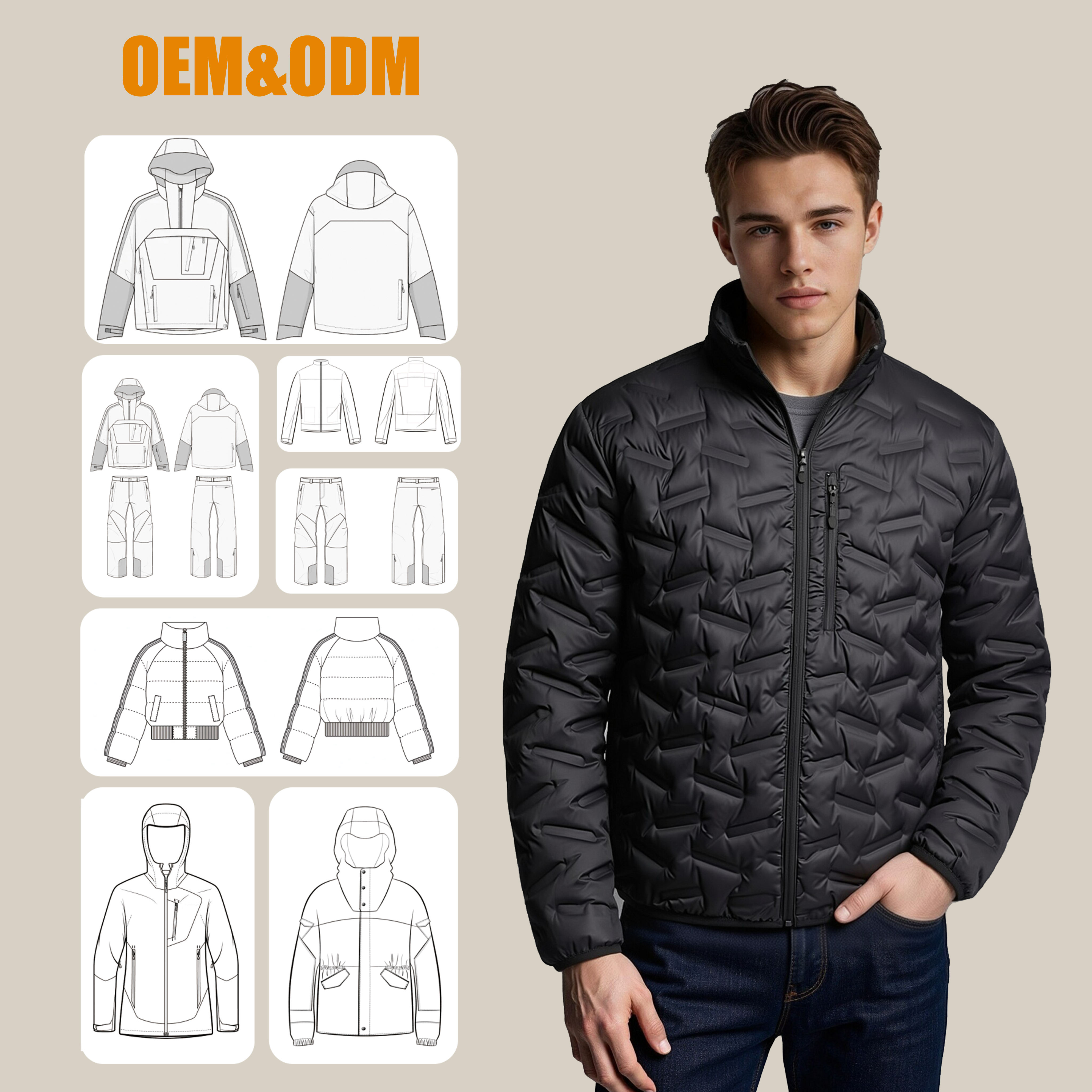 Men Seamless Welded Hooded Down Jacket Winter Coat