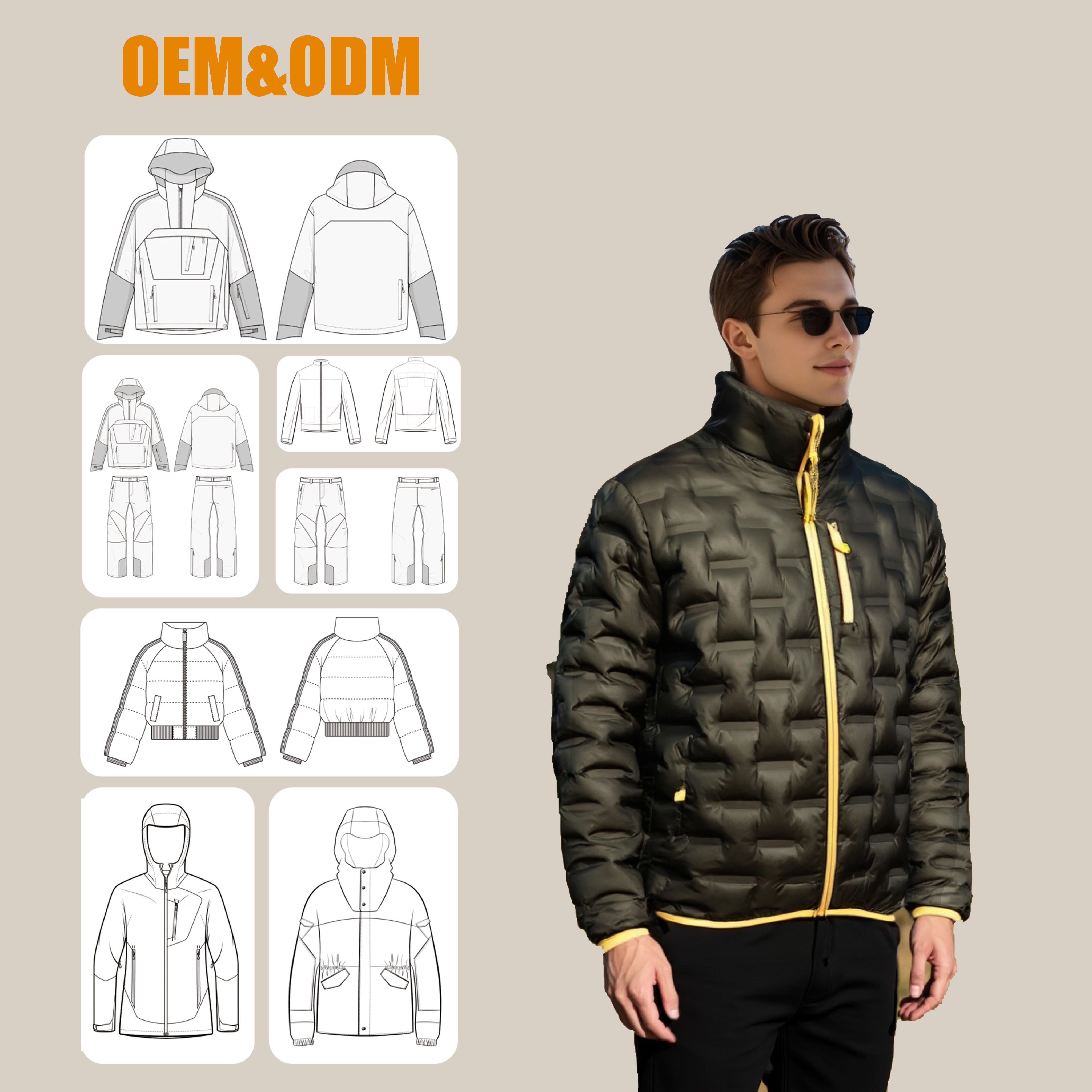 Men Seamless Welded Packable Down Jacket Hooded