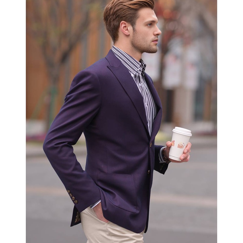 Men's plaid casual suit single-breasted business breathable anti-wrinkle suit