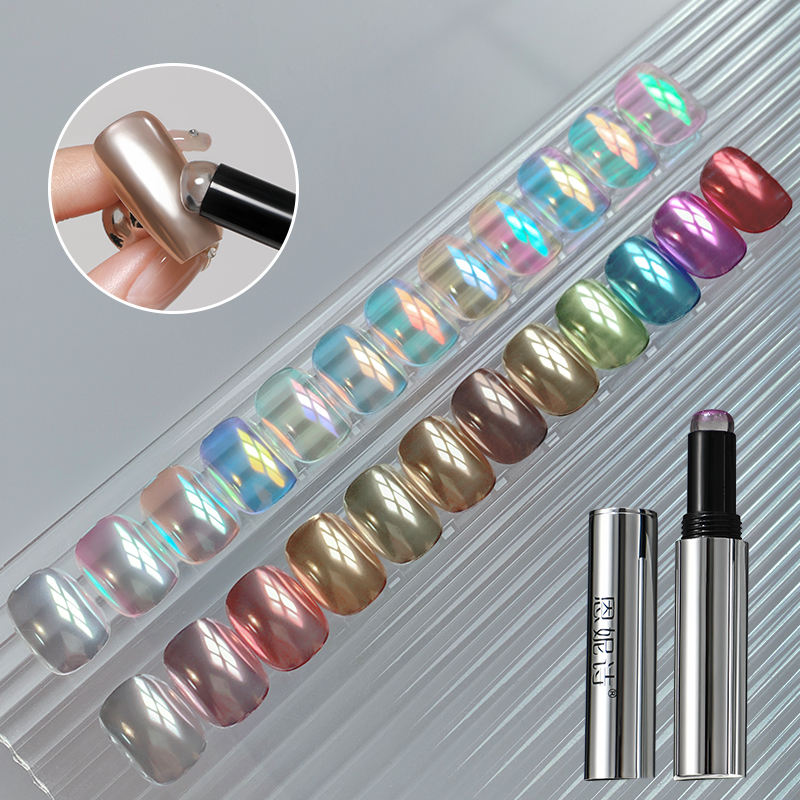 24-color Pearl Moonlight Magic Mirror Powder Manicure Set Rainbow Aurora Effect Glitter Manicure Decorative Powder 0.5g × 24 tubes