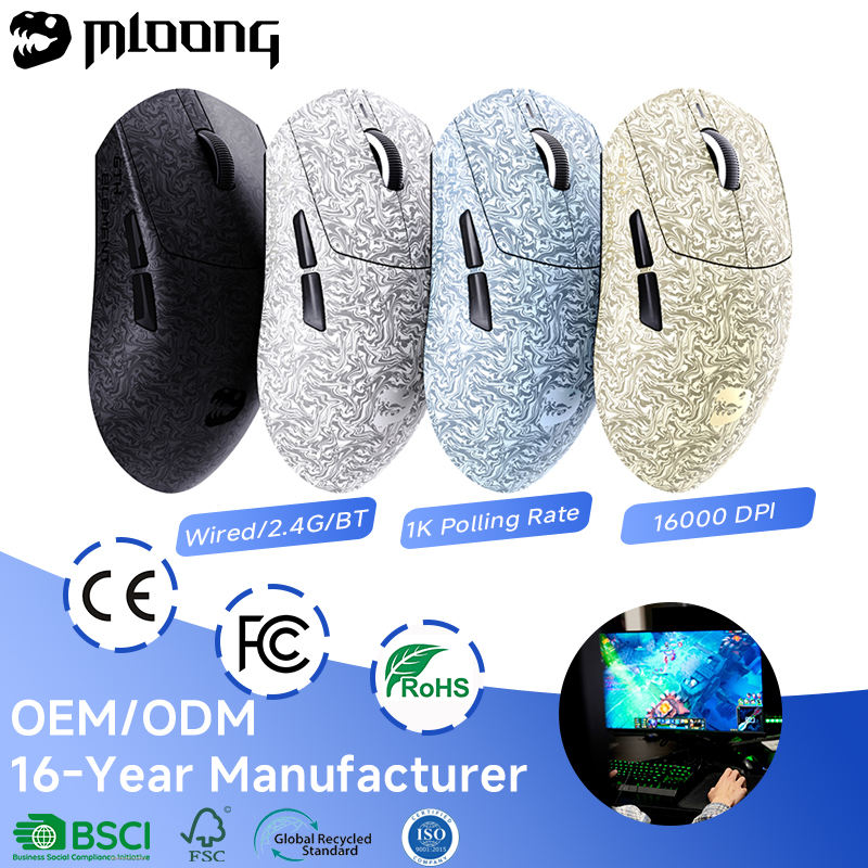 MLOONG 2026 MX301PRO Carbon Fiber Ultra-Lightweight Wireless Gaming Mouse 1K Polling Rate 16000 DPI Programmable Gaming Mouse