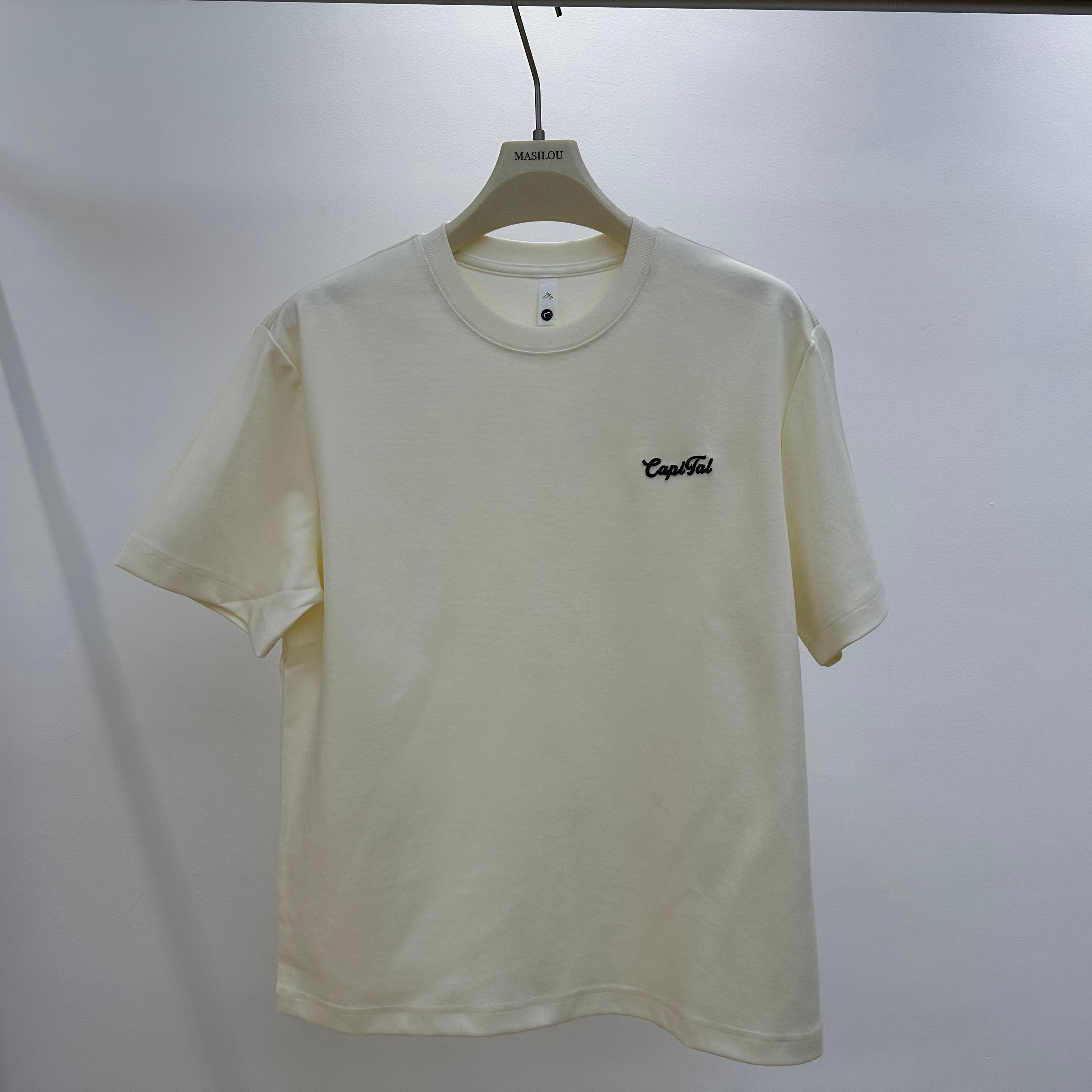 Men's Cotton Blend Short-Sleeve Tees Capital Letter Print Anti-Wrinkle Anti-Pilling Loose Fit 3-Color Options T-shirt