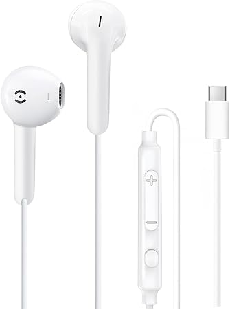 MAS CARNEY USB C 耳机有线 TH9，C 型耳机带麦克风，Typ-C 耳塞适用于 iPhone 15 16 17 iPad、三星 Galaxy S25 S24 A53、Google Pixel、小米红米、华为荣耀、OPPO、Vivo