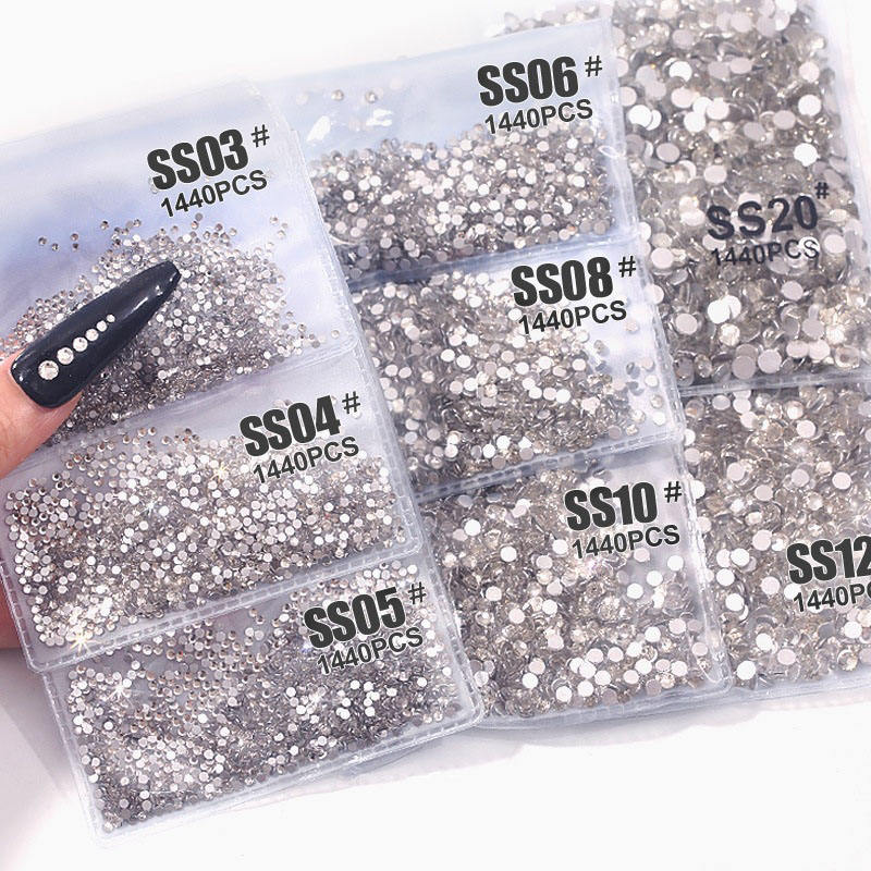 Hotfix AB flat bottom glass rhinestones 1440 diamond-shaped crystal nail art decoration DIY clothing accessories