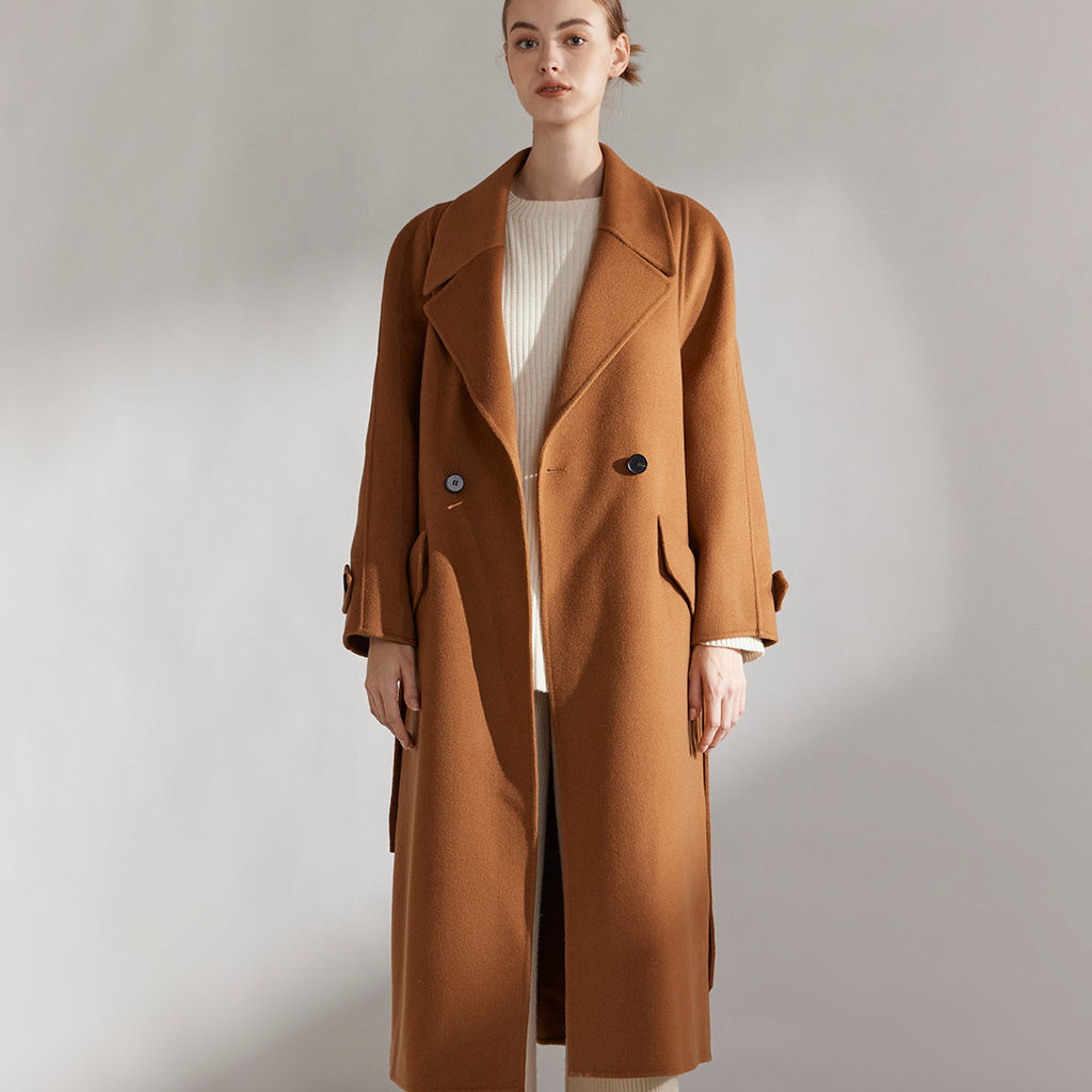 Women's 100% pure cashmere mid-length coat