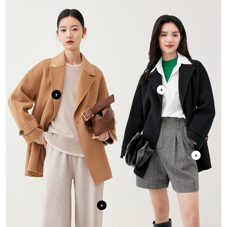 Women's high-end wool and cashmere blend short coat