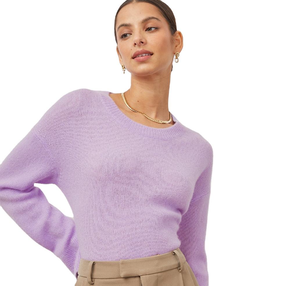 Women's pure cashmere round neck pullover sweater