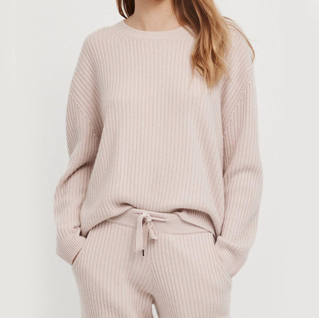 Women's 100% pure cashmere hooded sweatshirt pullover