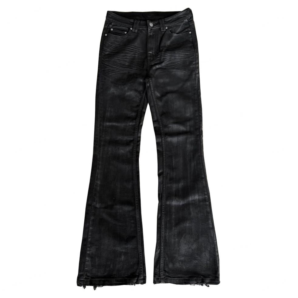 Men Vintage Flare Wax Coated Denim Jeans
