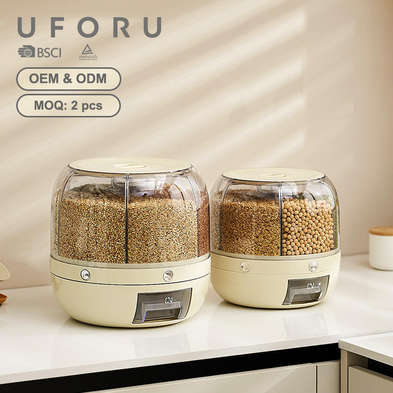 UFORU Plastic Rotating Grain Storage Containers Rice Container 10Kg Cereal Dispenser Kitchen Food Storage - Taizhou Toppicks