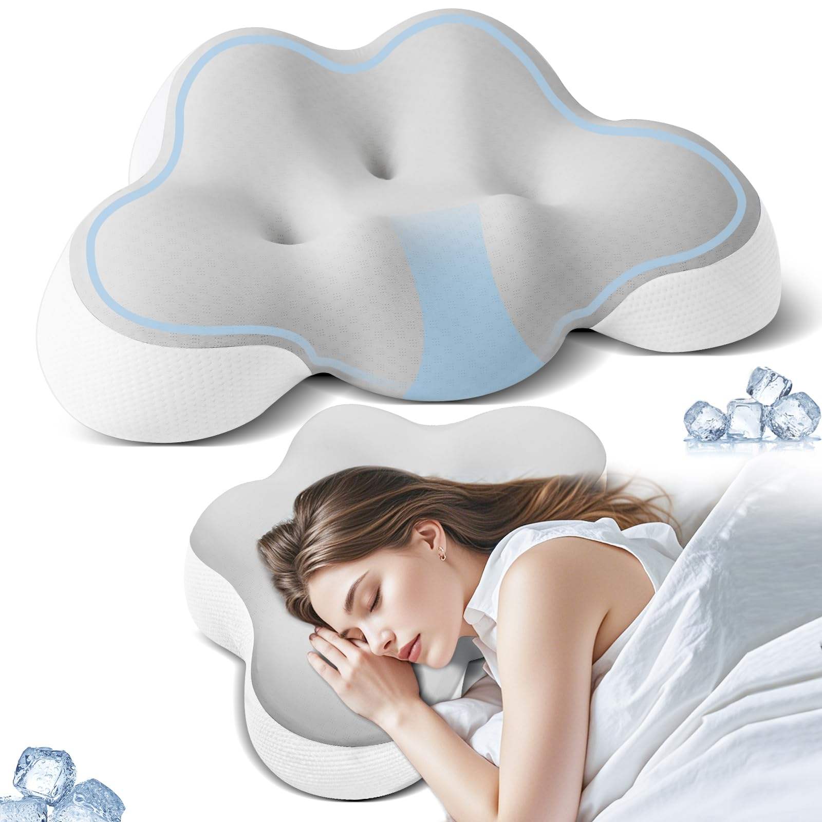 Ergonomic Memory Foam Knitted Bed Pillows Customized for Cervical Pain Relief Anti-Snoring High/Low Conform Skin-Friendly Neck